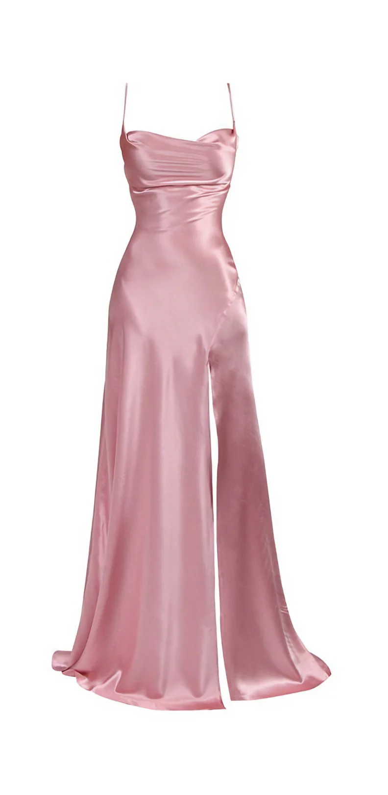 Simple Blue Spaghetti Straps Prom Dress With Split - View 5 | FashionDia
