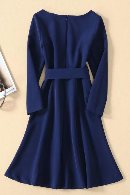 Kate Middleton Dark Navy Fashion Dress With Sleeves - Fashionpara