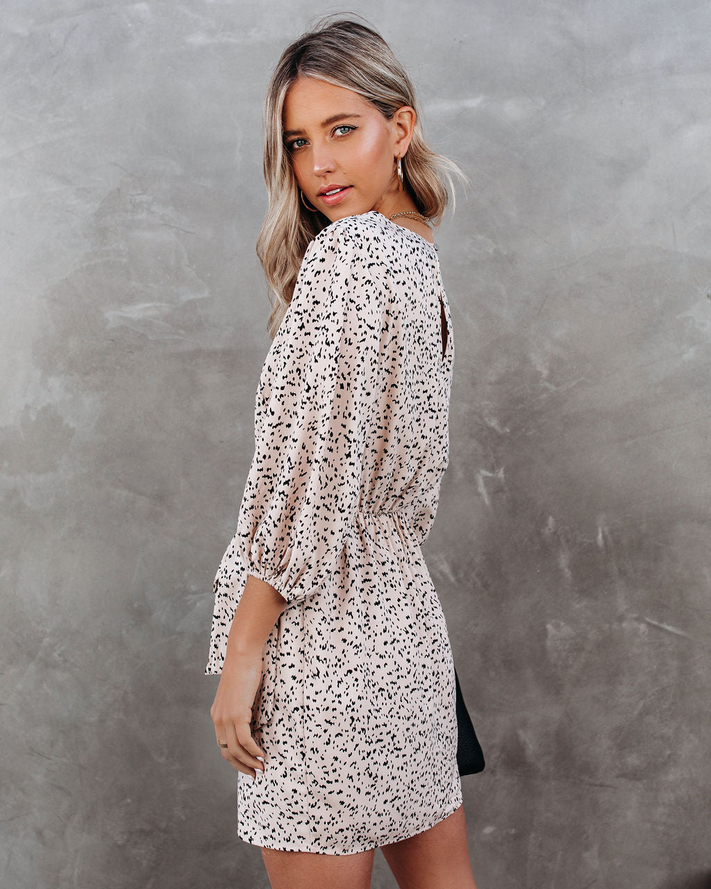 Keeper Printed Tie Dress Beige
