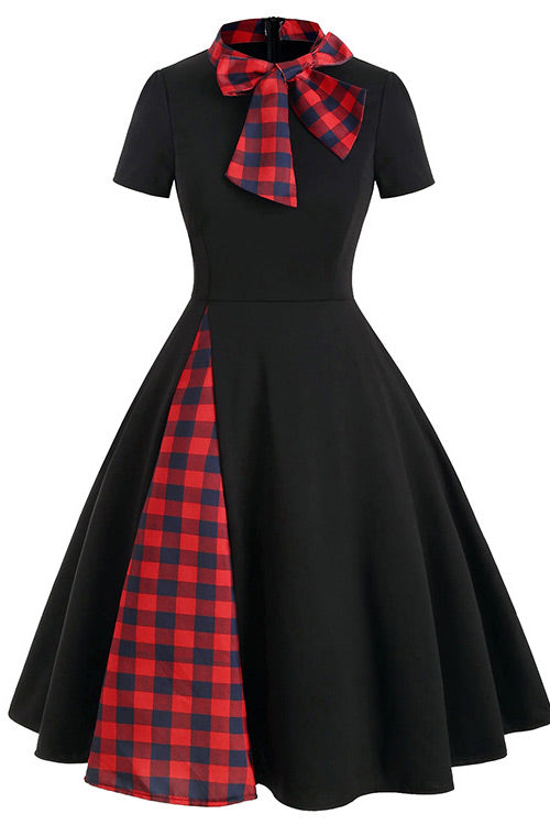 Knee Length Black A-Line Graduation Dress - Fashionpara