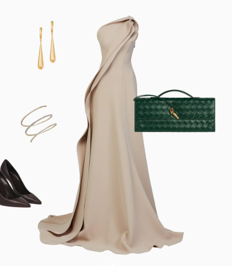Beautiful Mermaid One-Shoulder Champagne Long Satin Party Dresses Prom Dress - View 2 | FashionDia