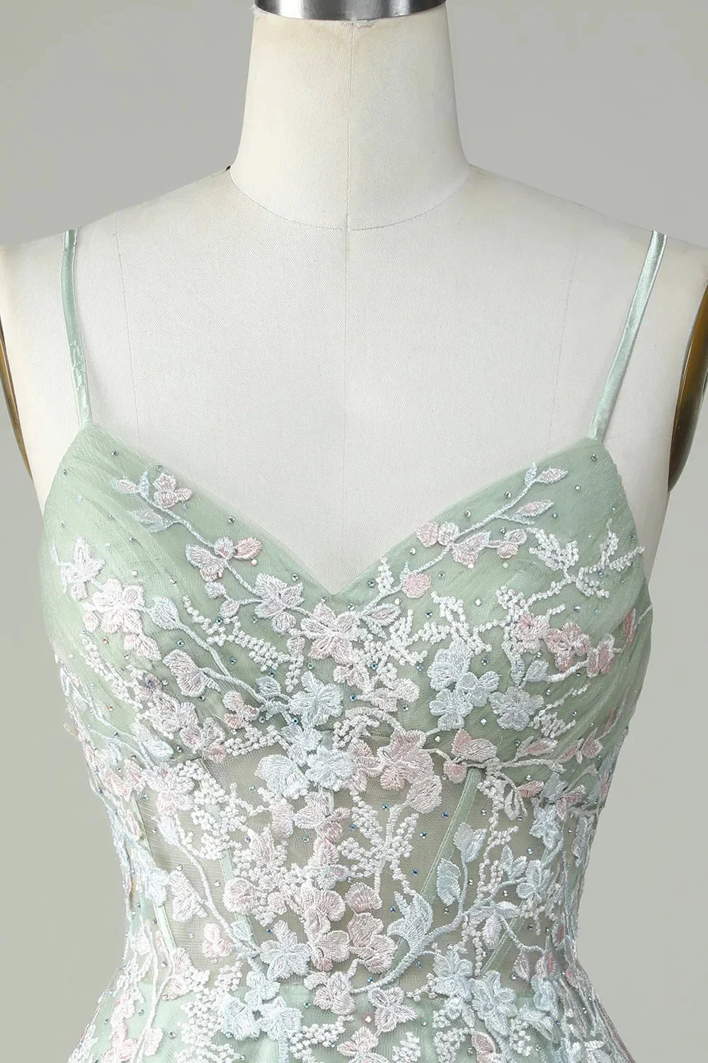 Dusty Sage Spaghetti Straps Homecoming Dress With Criss Cross Back (ZD11808)