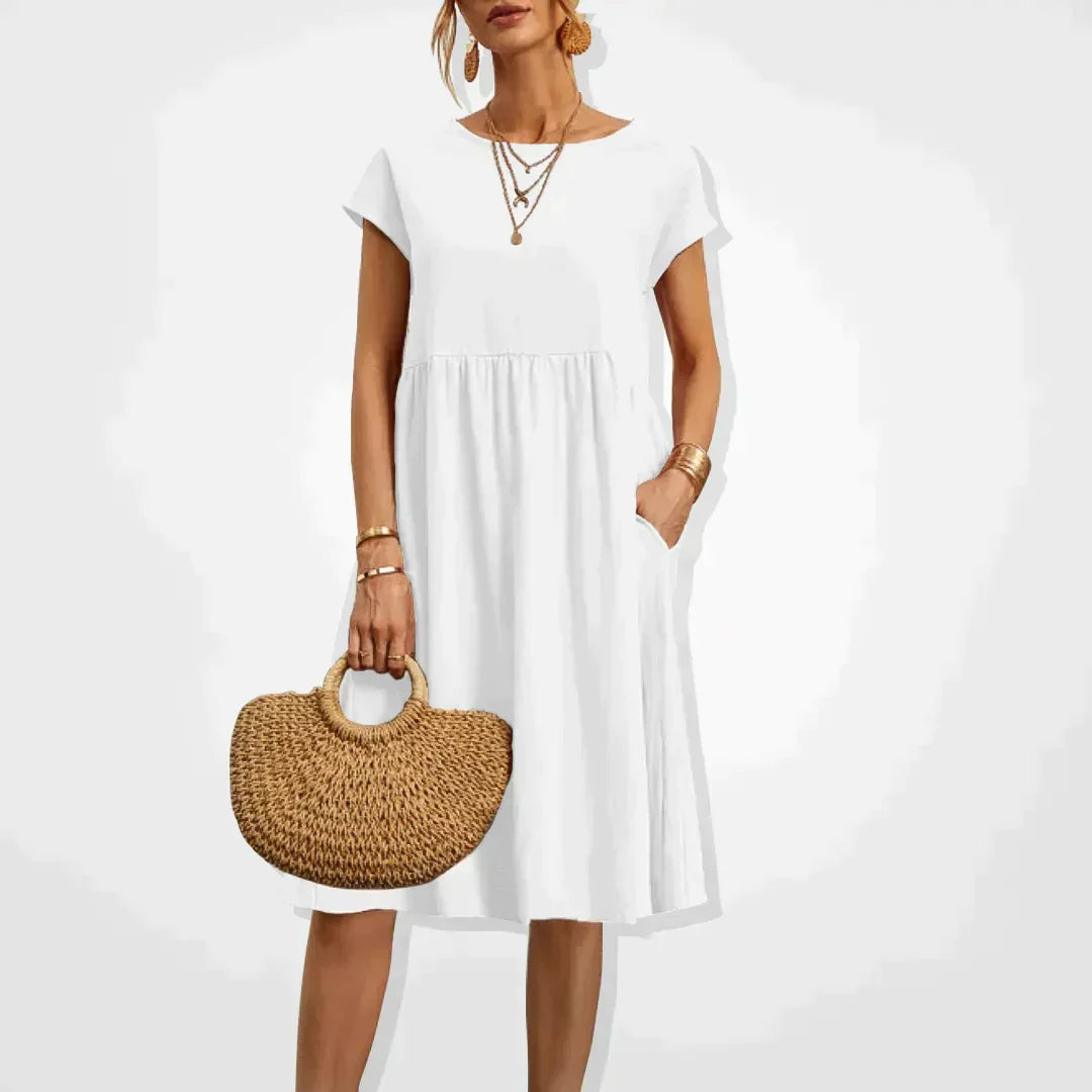 Hestia Comfortable Flowy Midi Dress for Women Soft Comfortable Fit
