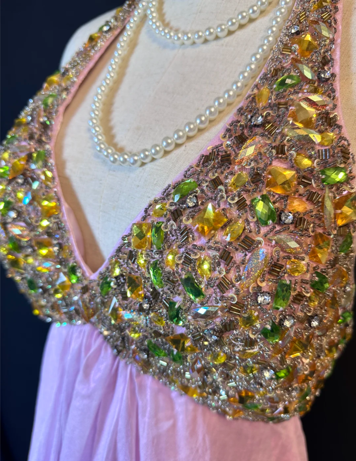 Gorgeous Halter Pink Chiffon Beaded Cocktail Dress Formal Homecoming Dress - View 2 | FashionDia