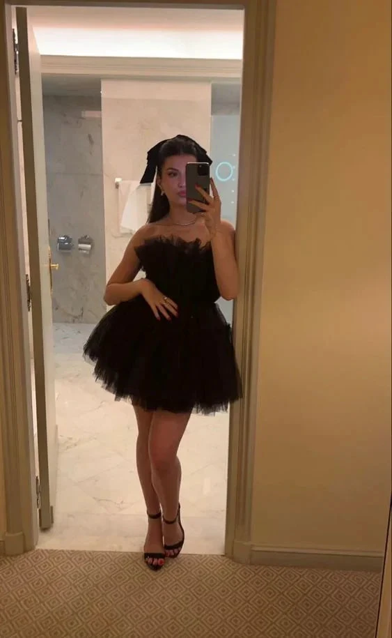 Chic Black Tulle Mini Prom Dress Sexy Homecoming Dress Y7924 by simplepromdress