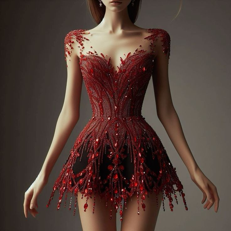 Gorgeous Red Sequin Beaded Short Cocktail Dress Homecoming Dress - FashionDia