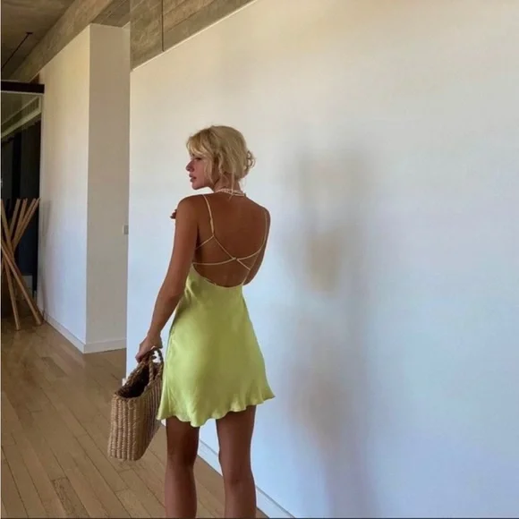 Sexy Green Spaghetti Straps Satin Short Homecoming Dress 18th Birthday Outfits - View 4 | FashionDia