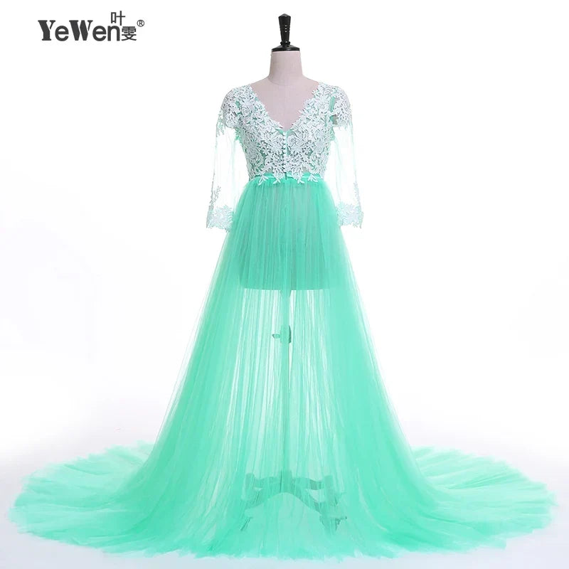 Lace Maternity Dress PhotoShoot Long Pregnancy Shoot Dresses Elegence Maxi Gown Baby Shower - View 15 | VelvetHem