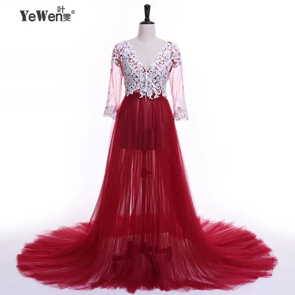 Lace Maternity Dress PhotoShoot Long Pregnancy Shoot Dresses Elegence Maxi Gown Baby Shower - View 12 | VelvetHem