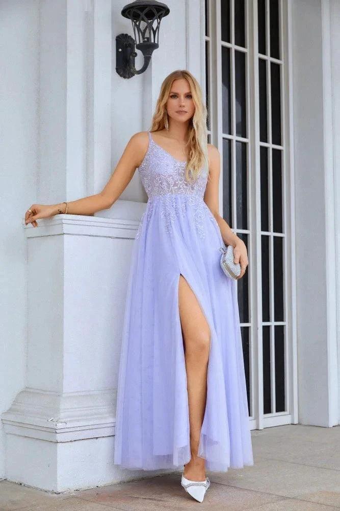 Ladies V Neck Chiffon Lace Spaghetti Strap Bridesmaid Dress Wedding Party Beach Evening Dress 28090 by numbersea