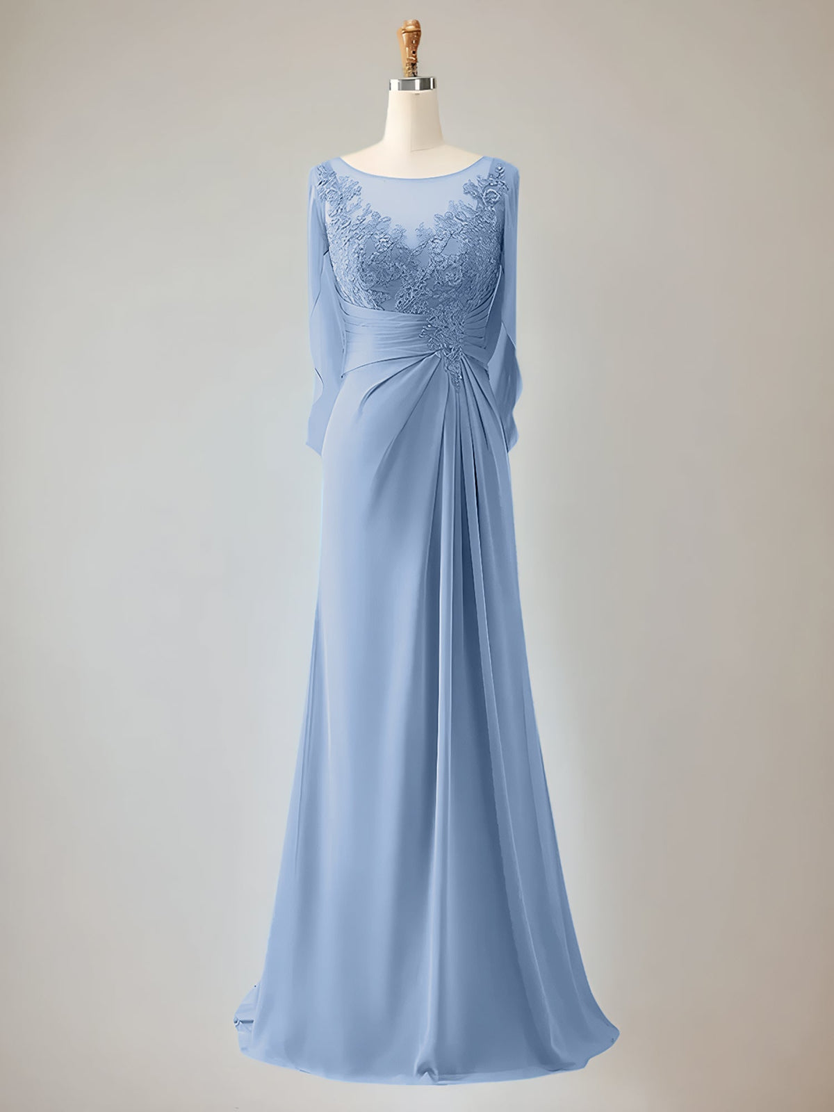 Trumpet/Mermaid Scoop Neck 1/2 Sleeve Chiffon Mother of the Bride Dress With Beadings