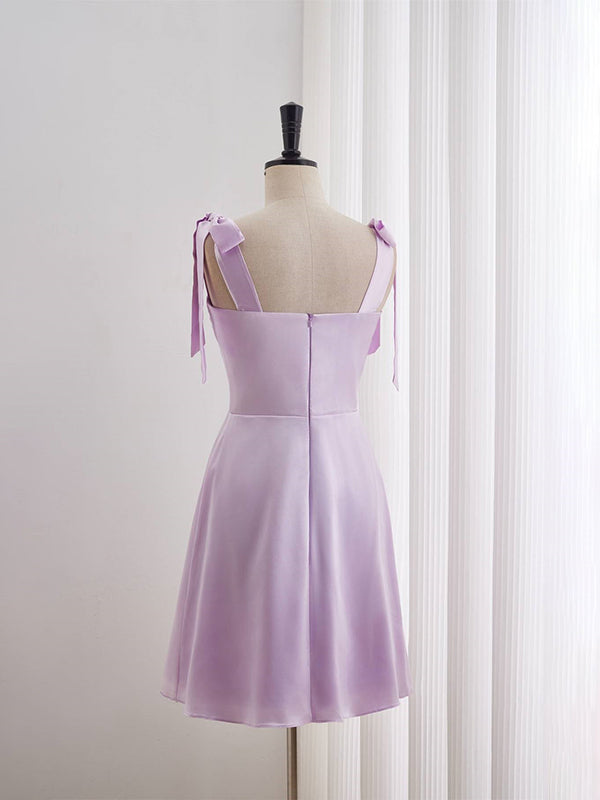 A-line Bow Tie Ruched Short Homecoming Dress