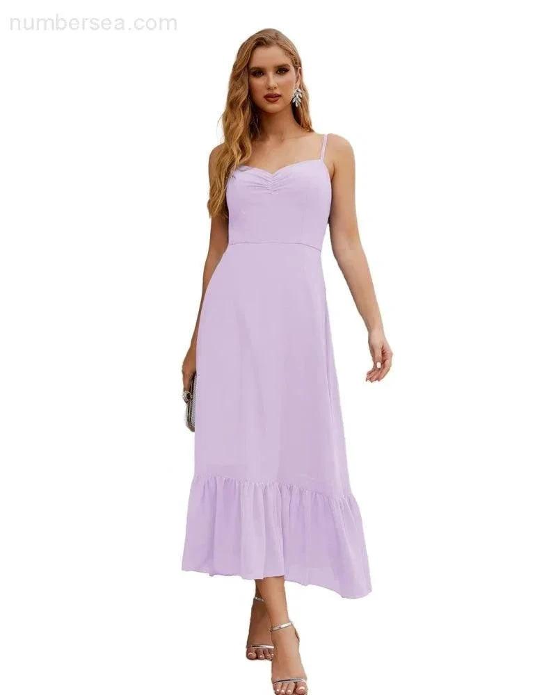 ZapDress Spaghetti Strap Chiffon Bridesmaid Dress Ankle Length Formal A Line Cocktail Party Homecoming Dress for Juniors (ZD16949)