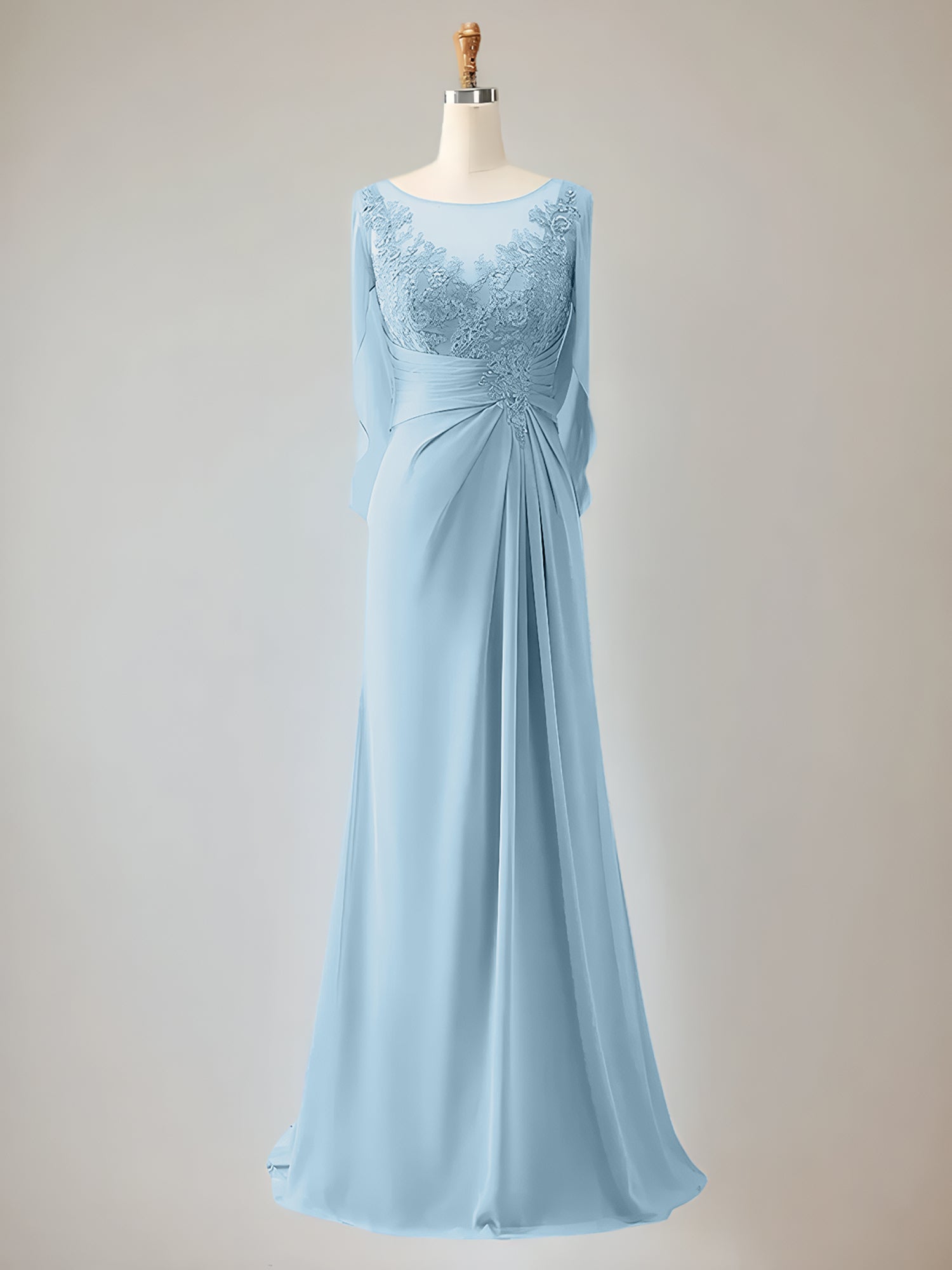 Trumpet/Mermaid Scoop Neck 1/2 Sleeve Chiffon Mother of the Bride Dress With Beadings