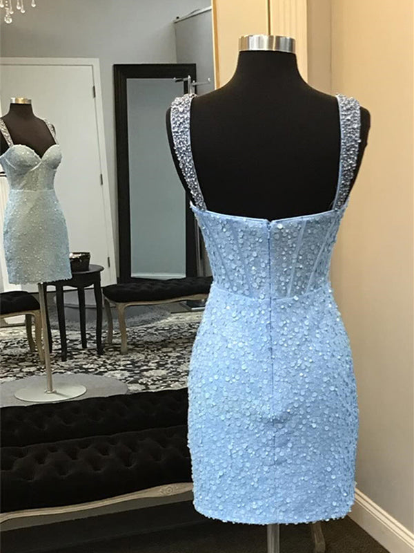 Straps Sequin Bodycon Short Homecoming Dress