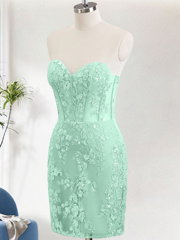 Corset Sequins Sweetheart Short Tight Homecoming Dress with Lace-up Back