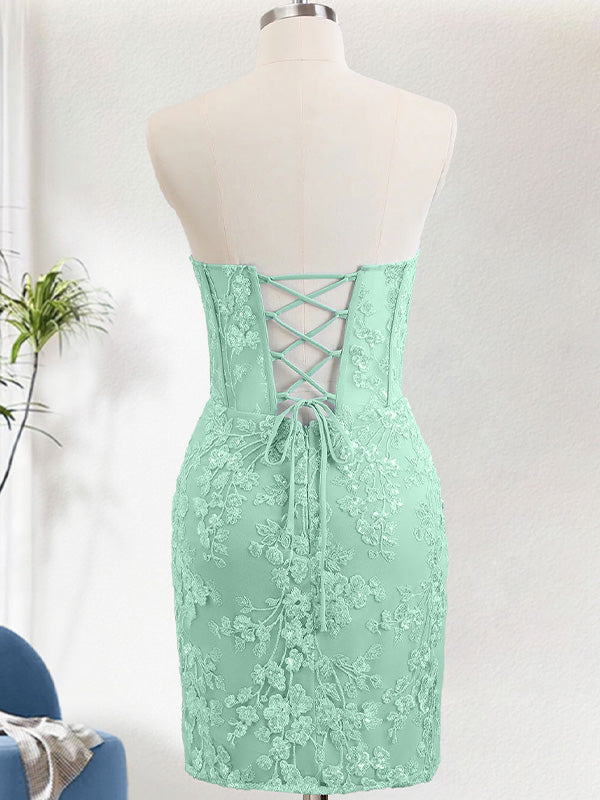 Corset Sequins Sweetheart Short Tight Homecoming Dress with Lace-up Back