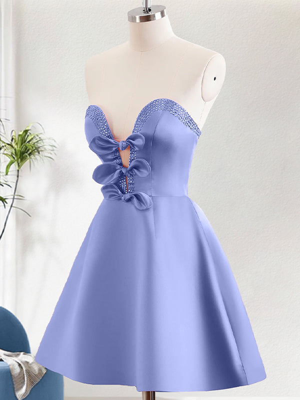 Light A Line Strapless Cut Out Homecoming Dress with Beading