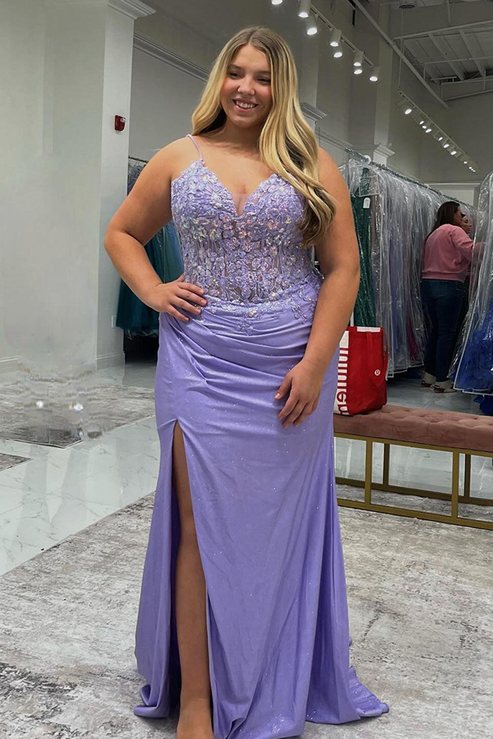 Lilac Prom Dress Memriad Long Appliqued Formal Dress With Slit