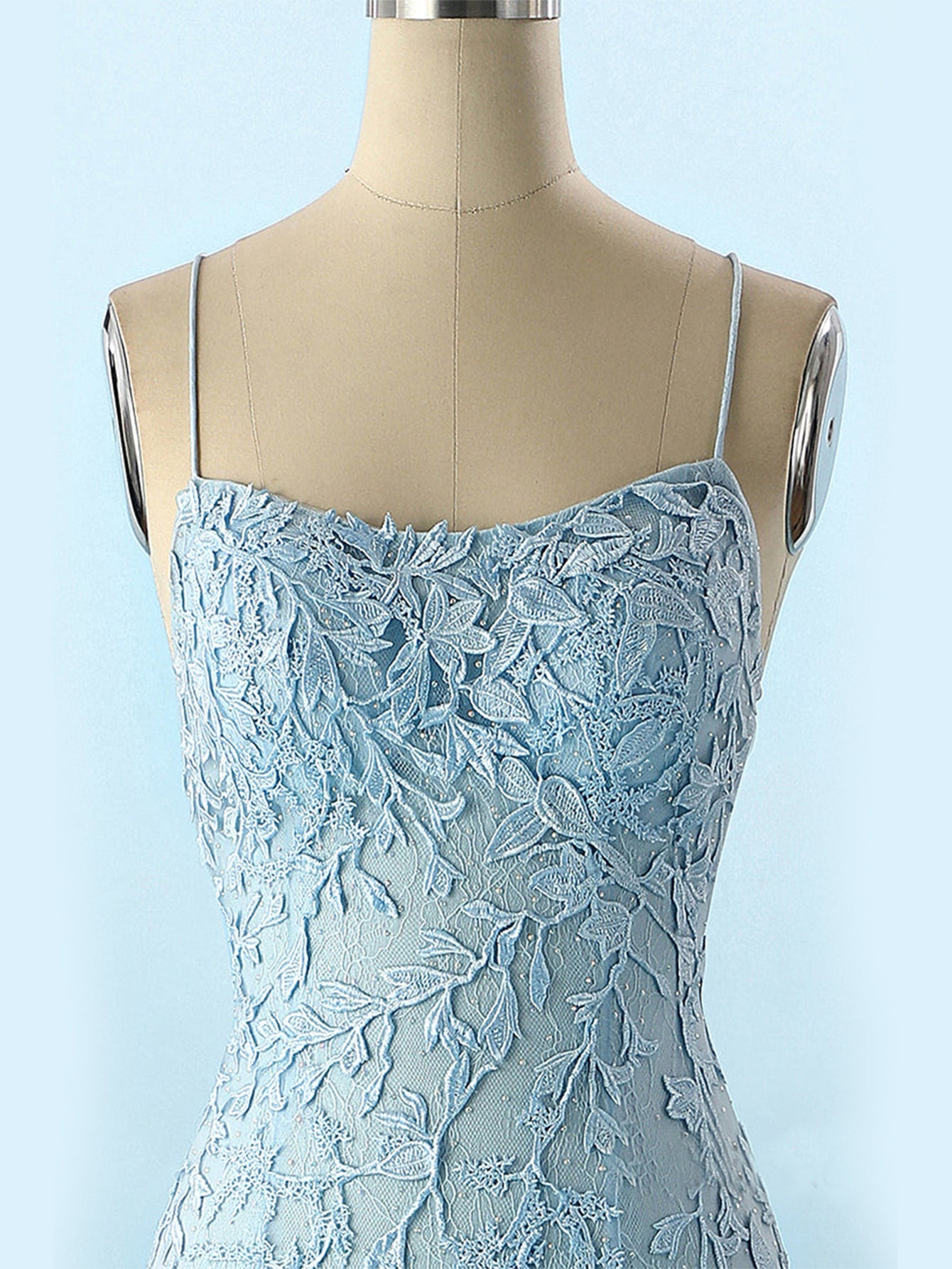 Mermaid Light Blue Prom Dress Long Evening Dress - Fashionpara