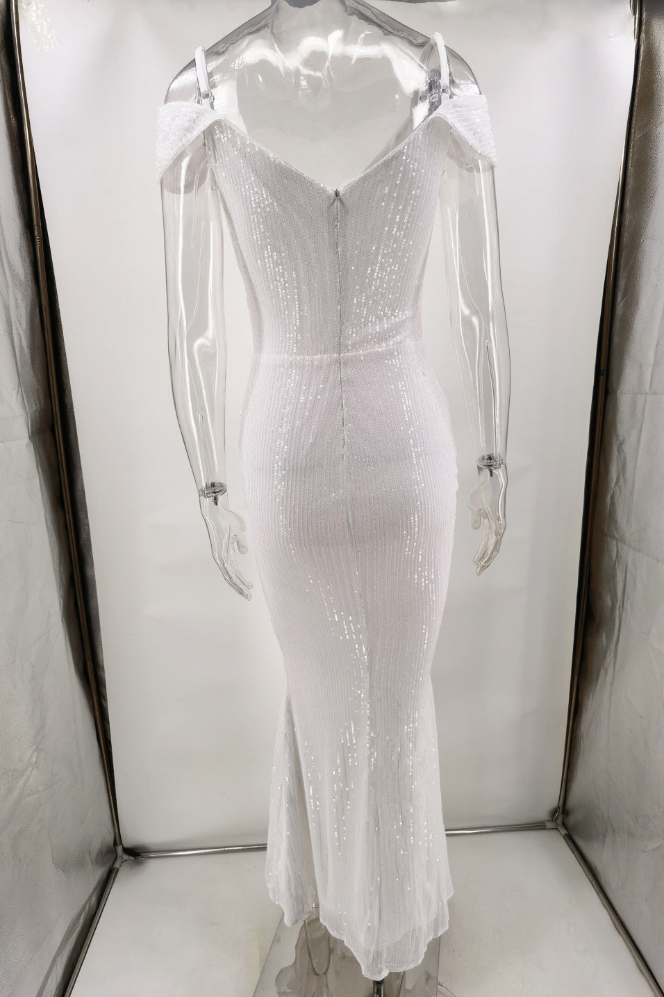 Long White Off-the-Shoulder Evening Prom Dress - Fashionpara