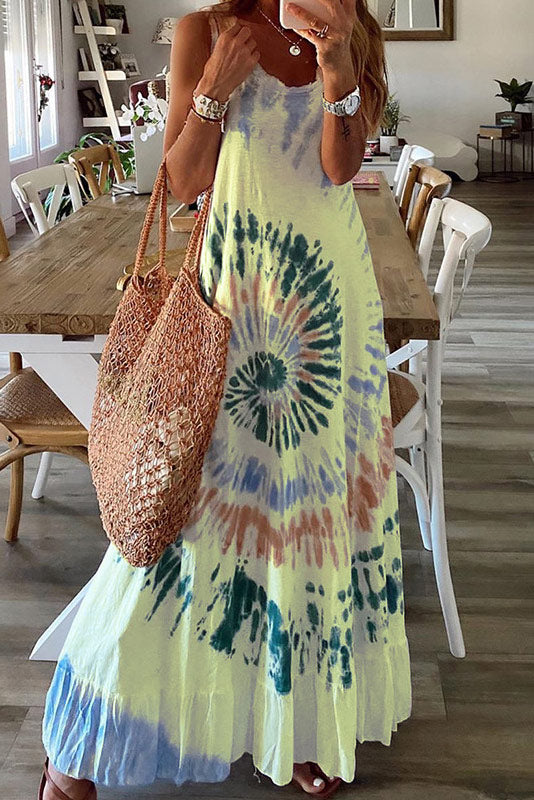 Loose Printed Vacation Maxi Tank Dress - Fashionpara
