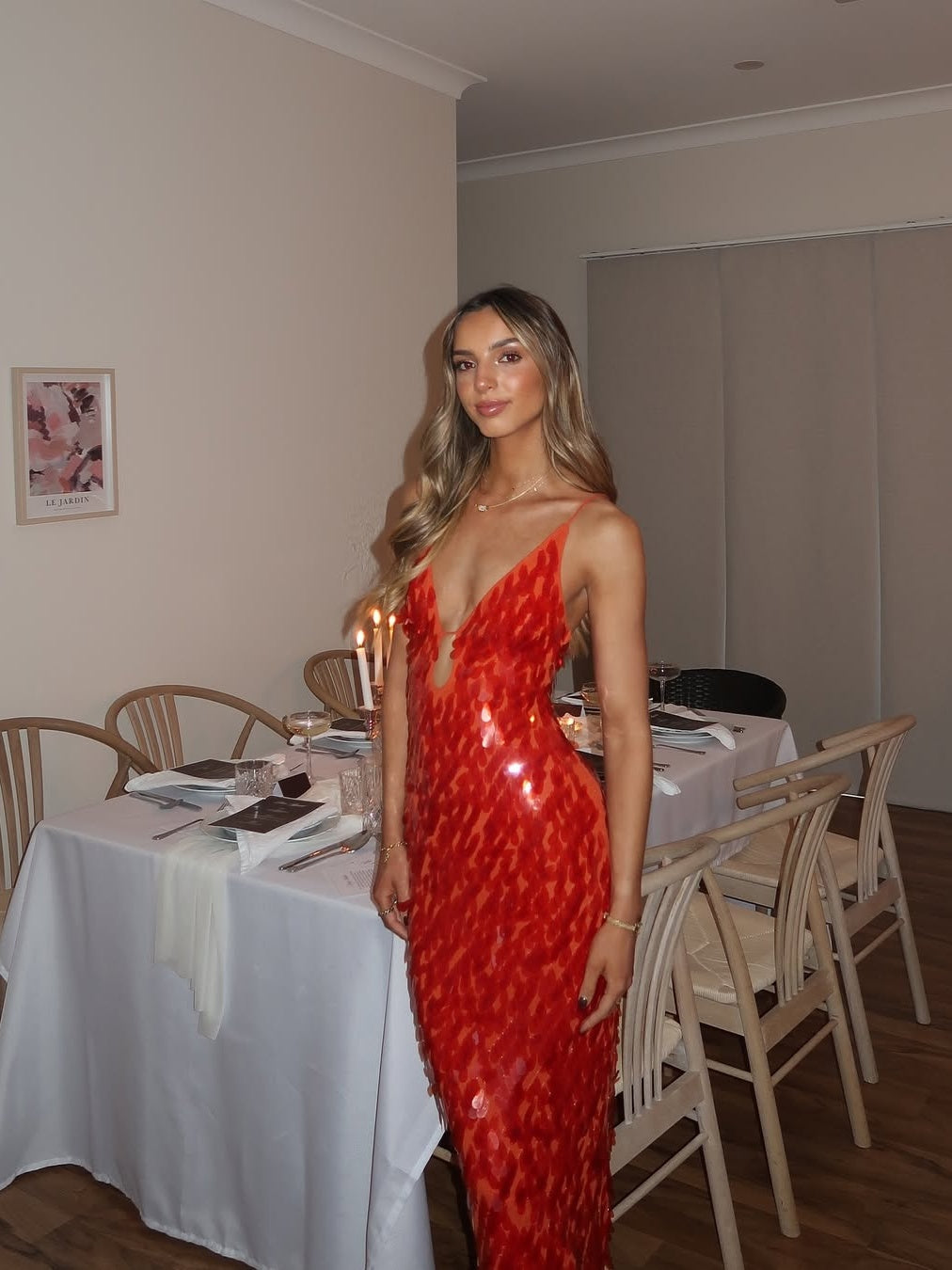 Luxurious Mermaid Spaghetti Straps Red Sequins Long Prom Dress