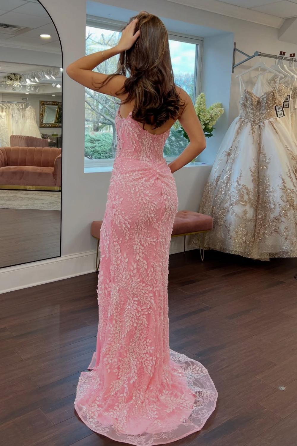 Luxurious Mermaid Sweetheart Pink Long Prom Dress with Appliques