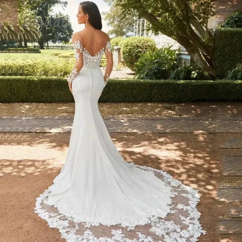 Luxury Lace Appliques Wedding Dresses Sexy Backless Sweetheart Ball Gowns Mermaid Sweep Train Formal Bridal Party Amanda Novias (ZD14256)