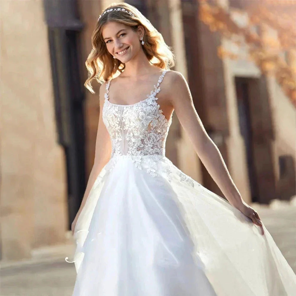Luxury Lace Off Shoulder Sleeveless Women Mermaid Open Back Wedding Dresses 2025 Bridal Gowns Applqiues Spaghetti Straps Sexy (ZD14225)