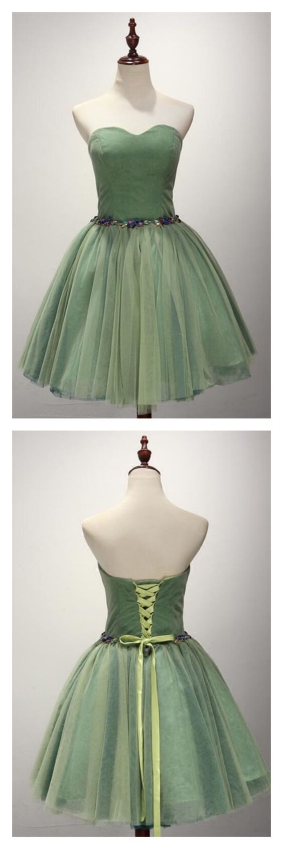 Cute green sweetheart neck homecoming dress - View 4 | FashionDia