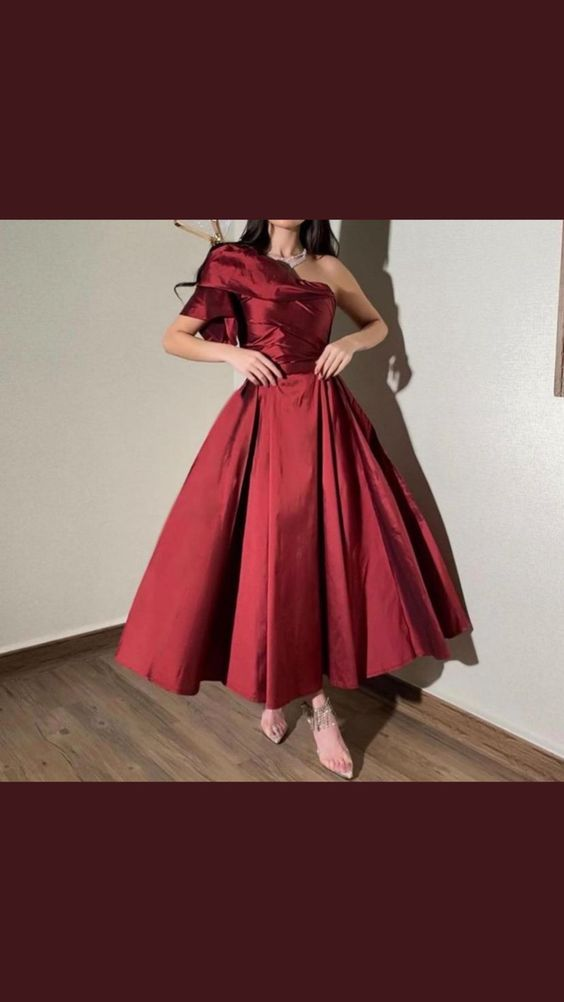 Chic One-Shoulder A-Line Evening Dress - FashionDia