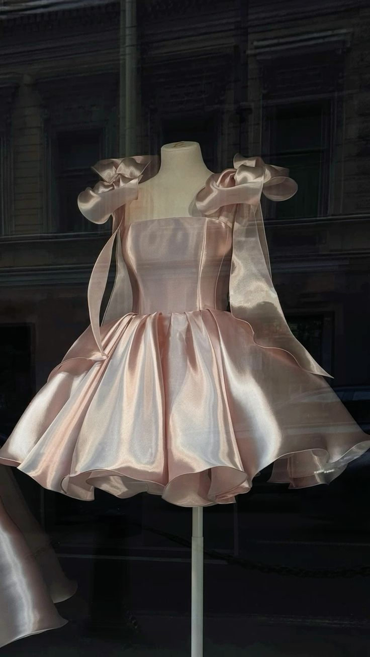 Cute Spaghetti Straps Pink Satin Short Grade Homecoming Dress - FashionDia