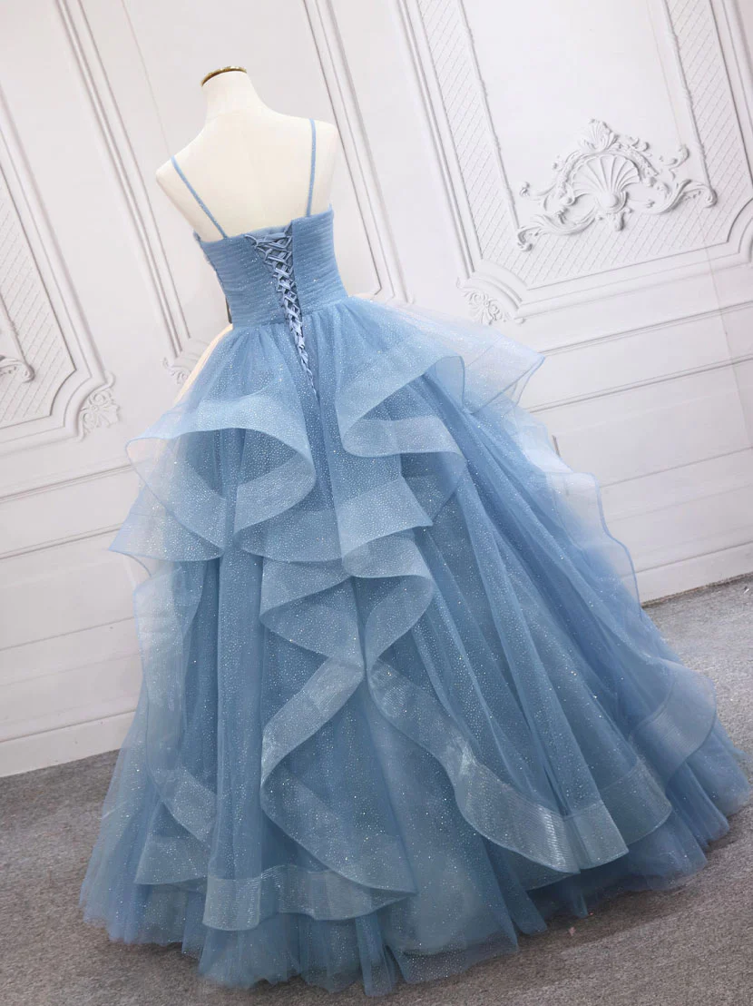 A-Line tulle long prom dress dress,tulle sweet 16 dress - View 3 | FashionDia