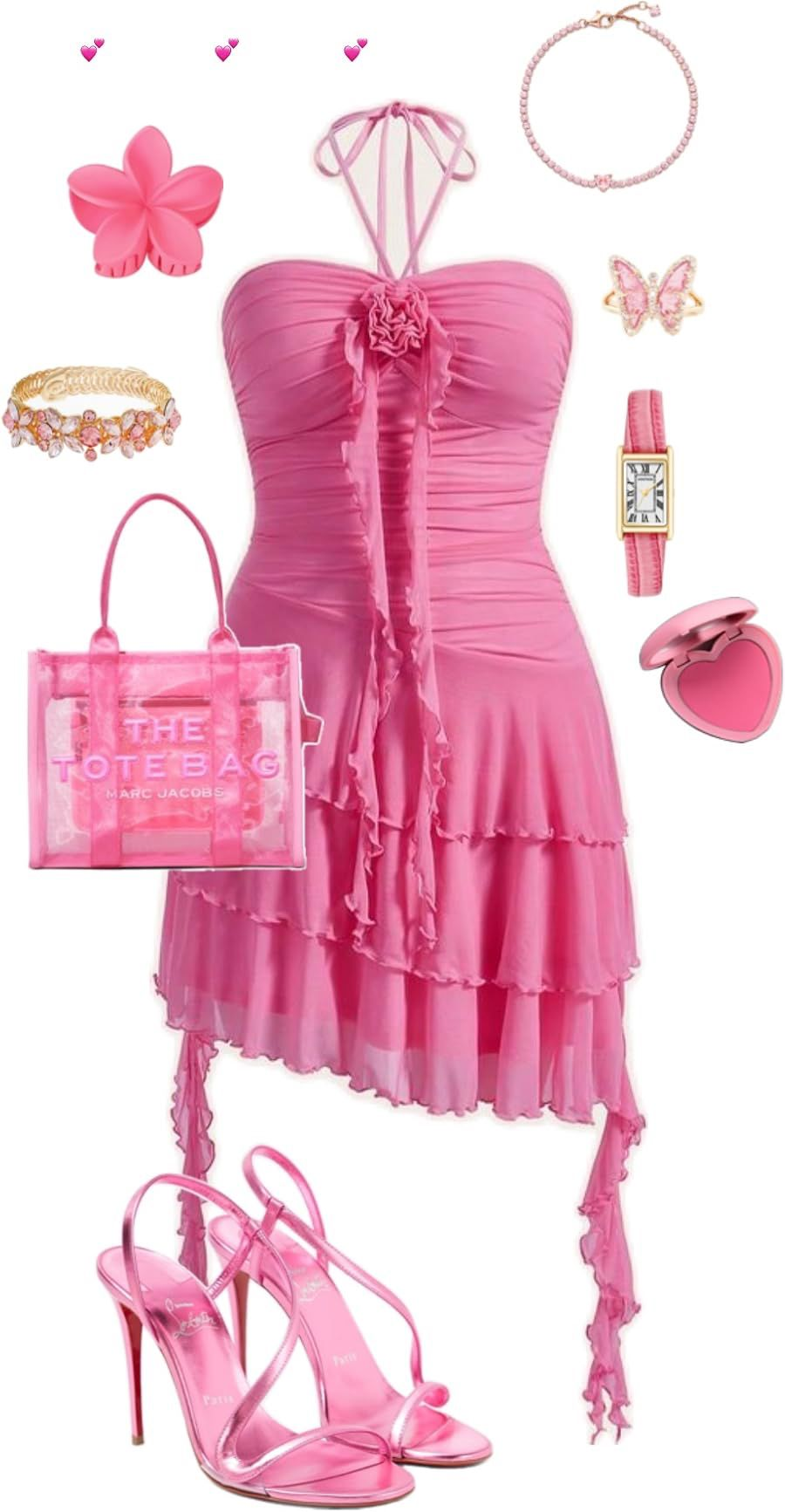 Cute Halter Pink Chiffon Ruffles Layered Short Graduation Homecoming Dress Formal 21st Birthday Outfits - FashionDia