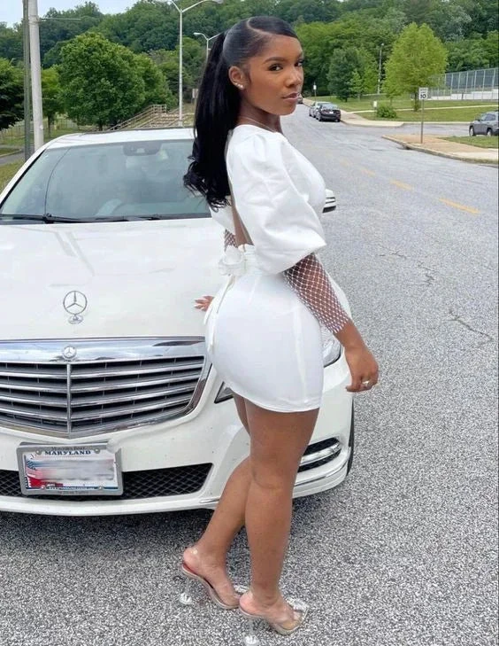 Classic Graduation Outfit Dress,White Short Homecoming Dress Deep V Neck Party Dress (ZD12135)