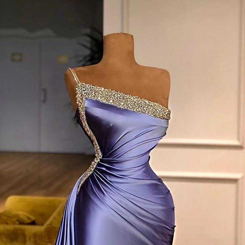 Sexy One-Shoulder Short Prom Party Dress with Detachable Skirt Shiny Beaded Top Formal Women Dresses Custom Made - View 2 | FashionDia