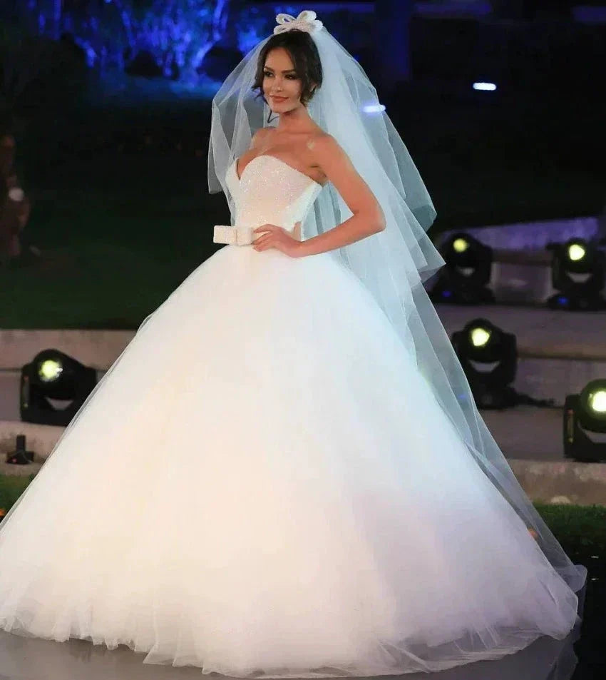 Luxury Crystal Beaded Ball Gown Wedding Dresses 2021 Princess Plus Size Country Western Wedding Gowns Bride Bridal Dress by payinti