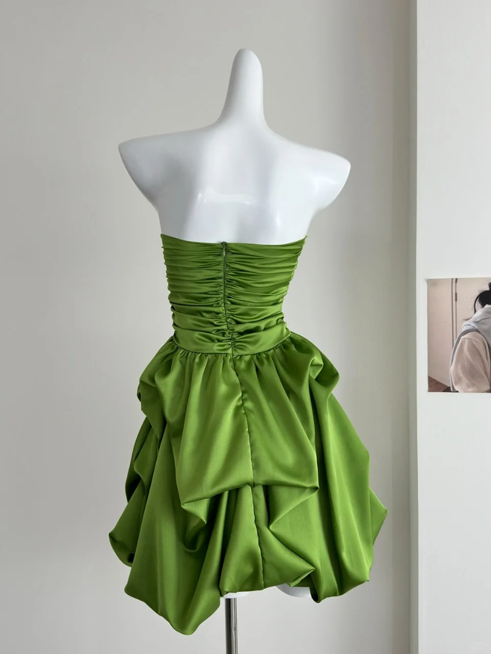Chic Green Strapless A Line Mini Prom Dress Homecoming Dress