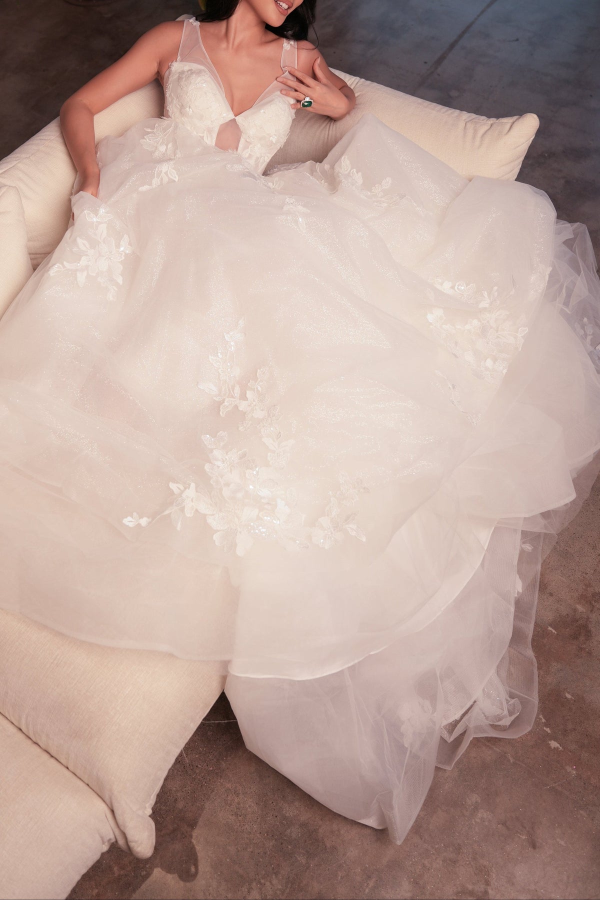 Sweetheart Neckline Sheer Illusion Ball Gown with 3D Floral Appliqués