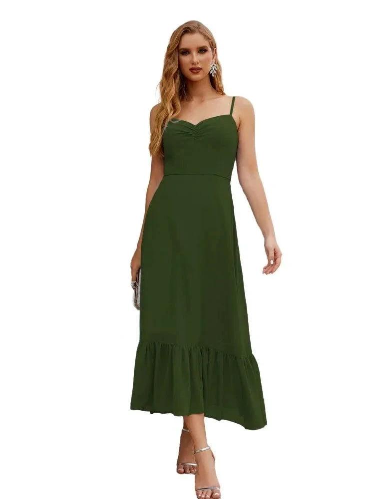 Numbersea Spaghetti Strap Chiffon Bridesmaid Dress Ankle Length Formal A Line Cocktail Party Homecoming Dress for Juniors SEA28028 by numbersea