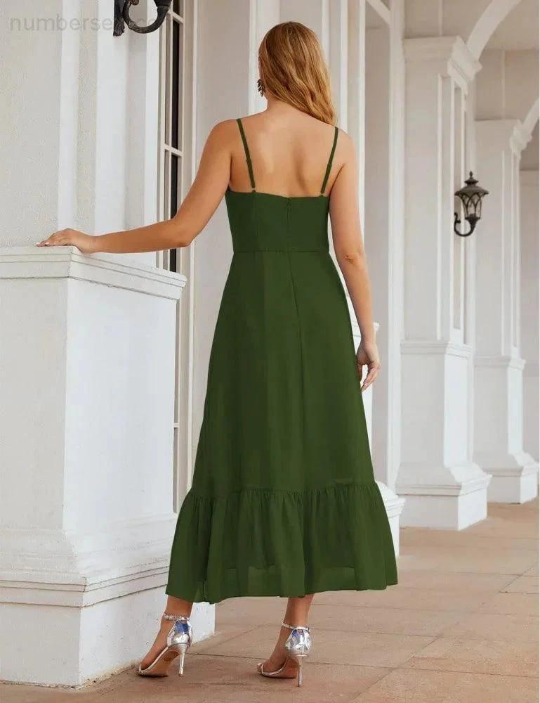 ZapDress Spaghetti Strap Chiffon Bridesmaid Dress Ankle Length Formal A Line Cocktail Party Homecoming Dress for Juniors (ZD16949)