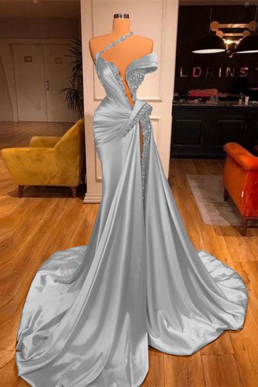 Mermaid Off the Shoulder Sleeveless Evening Formal Dress Long Beadings With Split