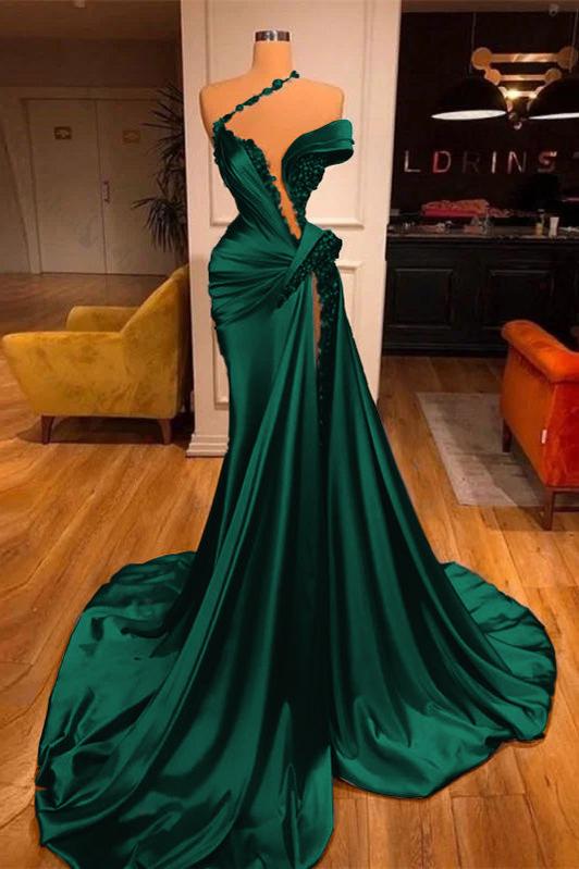 Mermaid Off the Shoulder Sleeveless Evening Formal Dress Long Beadings With Split