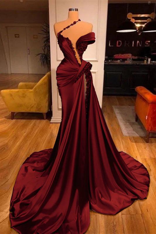 Mermaid Off the Shoulder Sleeveless Evening Formal Dress Long Beadings With Split
