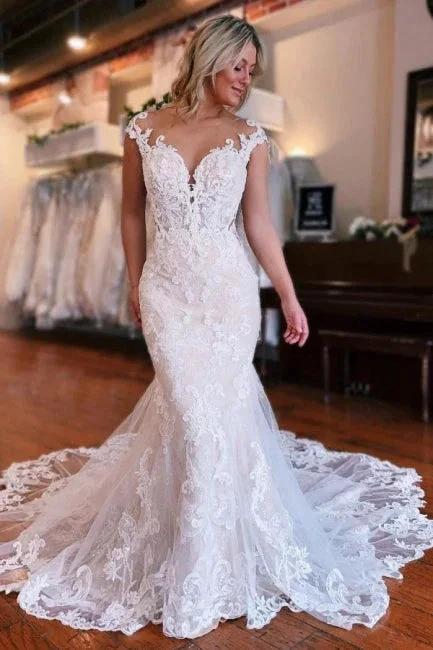 Mermaid Sweetheart Off-The-Shoulder Tulle Wedding Dresses with Lace (ZD15622)