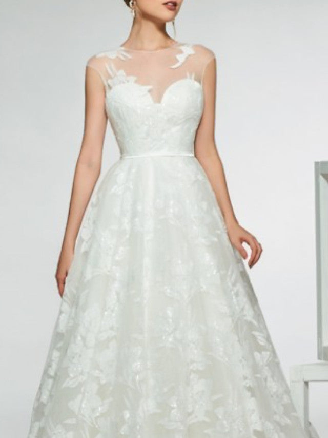Mermaid Wedding Dress Jewel Lace Tulle Satin Cap Sleeve Bridal Gowns Country See-Through Backless with Sweep Train