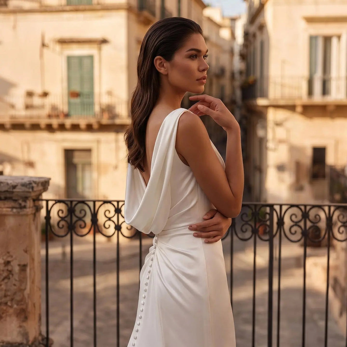 Romantic White Sleeveless Satin Wedding Dress with Low Back ZP052