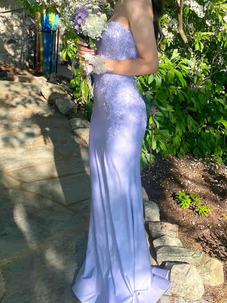 Mermaid Lilac Satin Strapless Prom & Evening Dress