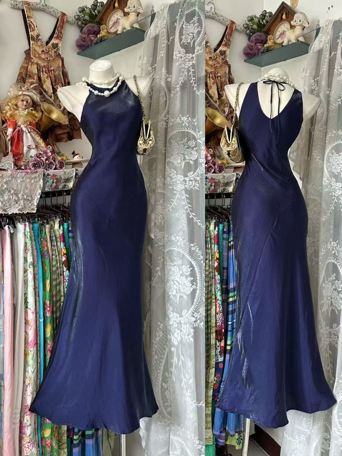 Mermaid Navy Blue Formal Evening Dress Birthday Dress
